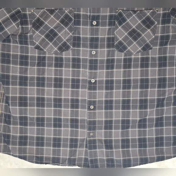 Harley Davidson Short Sleeve Button Up Shirt 3XL Black  Plaid With Flaming Skull - Picture 3 of 12